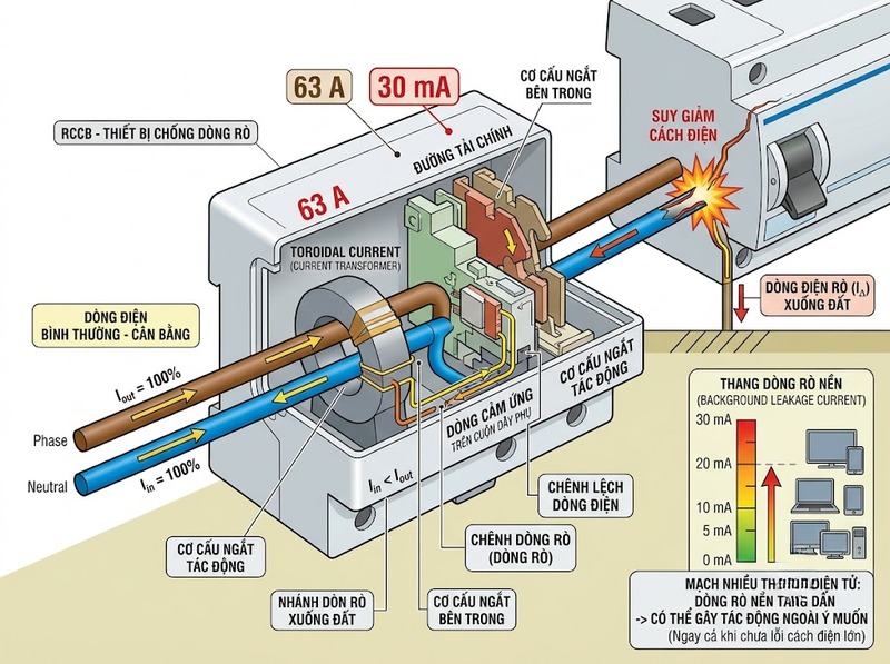 Cách chọn độ nhạy dòng rò RCCB